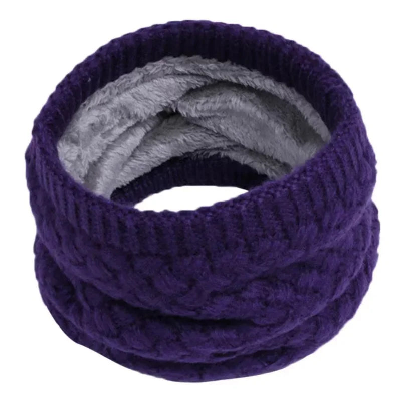 Unisex Winter Neck Scarf Knitted Thickened Wool Fluff Warm Neckerchief Protective Cervical Spine Loop Outdoor villus Ring Scarf
