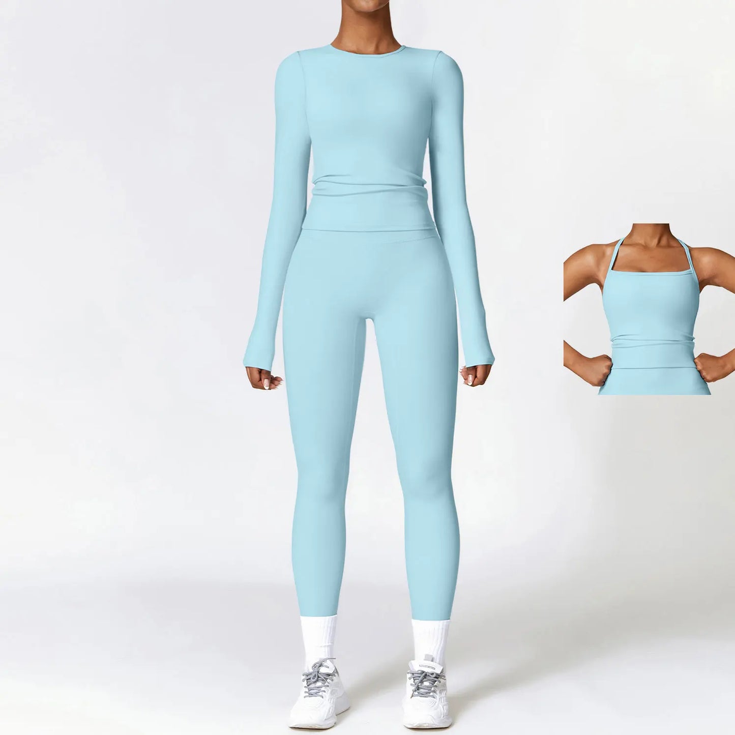 2/3PCS Yoga Set Women Workout Set Seamless Sportswear Gym Clothing Fitness Long Sleeve Crop Top High Waist Leggings Sports Suits