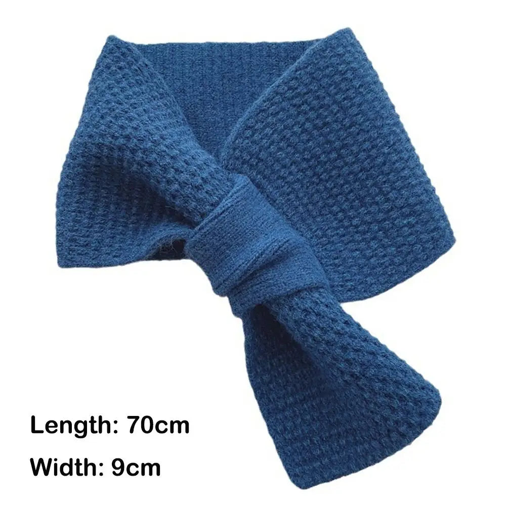 Winter Warm Solid Color Cross Scarf Knitted Neck Scarf Neckerchief Wrap Girls
