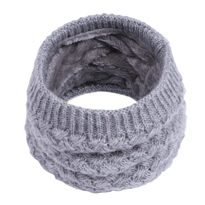 Unisex Winter Neck Scarf Knitted Thickened Wool Fluff Warm Neckerchief Protective Cervical Spine Loop Outdoor villus Ring Scarf
