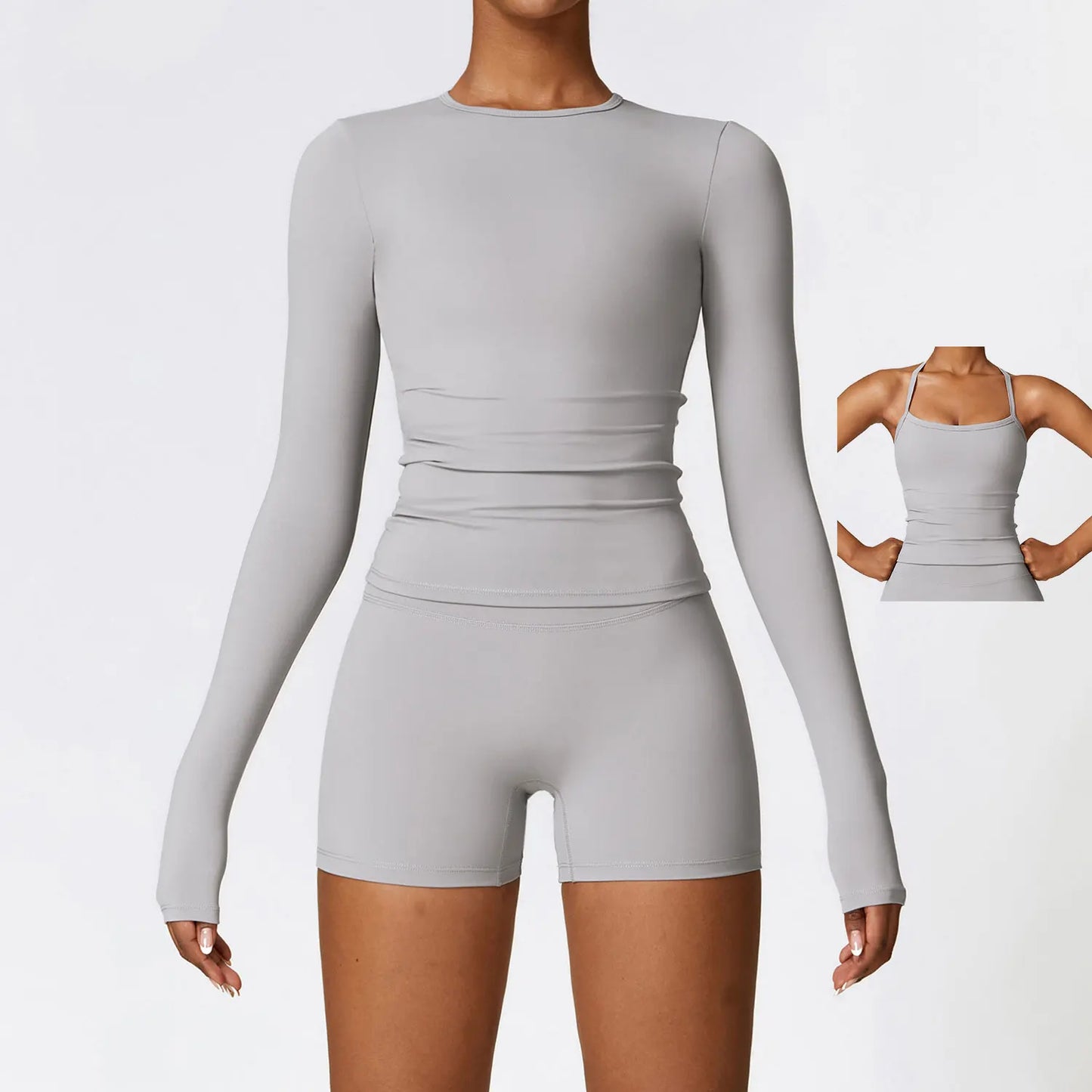 2/3PCS Yoga Set Women Workout Set Seamless Sportswear Gym Clothing Fitness Long Sleeve Crop Top High Waist Leggings Sports Suits