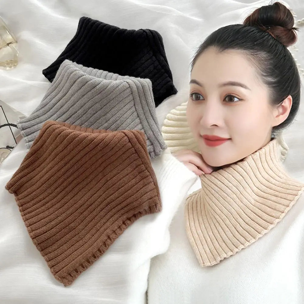 Fashion Autumn Winter Knitted Fake Collar Scarf Women Warm Elastic Turtleneck Neck Warmer Detachable Winter Warm Windproof Scarf