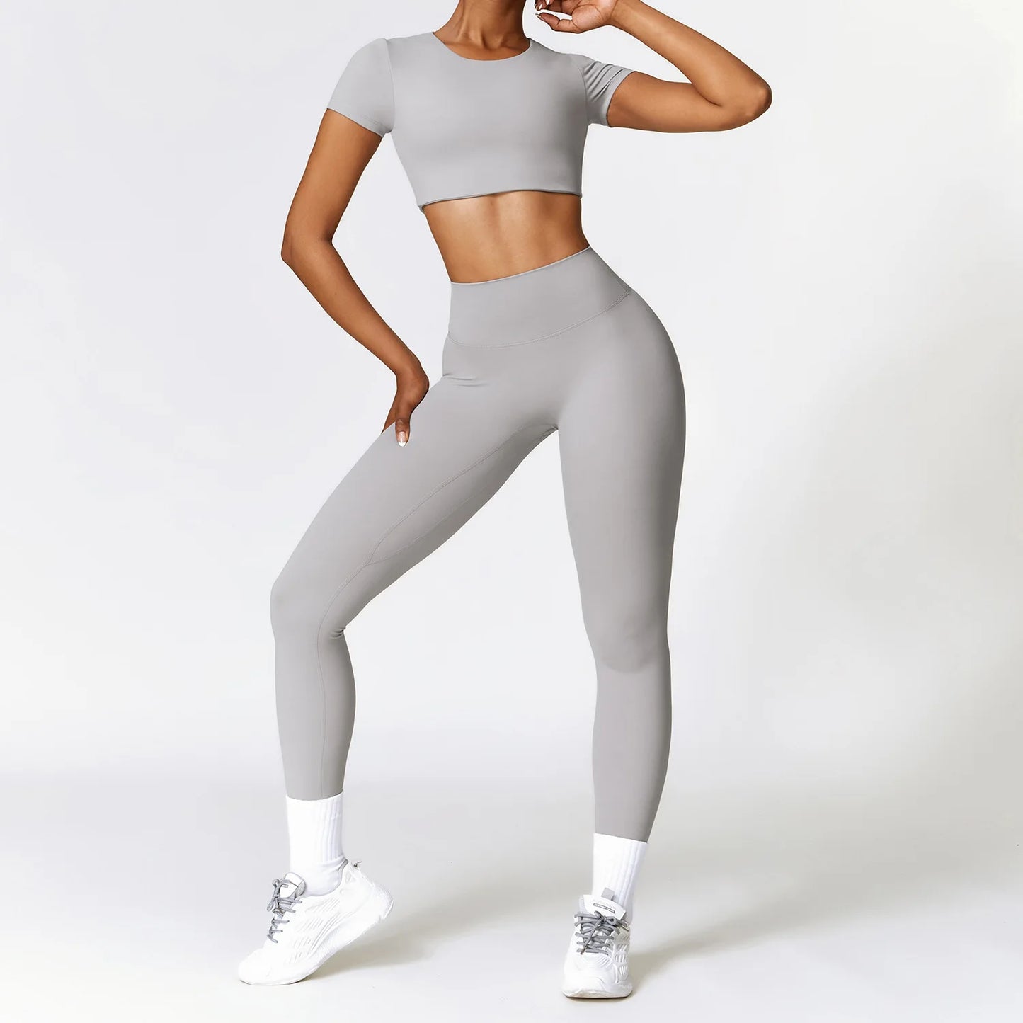 2/3PCS Yoga Set Women Workout Set Seamless Sportswear Gym Clothing Fitness Long Sleeve Crop Top High Waist Leggings Sports Suits
