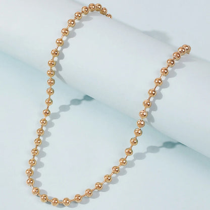 New Simple Gold-plate Necklaces For Women Multilevel Female Fashion Metal Bead Chain 2021 Necklace Jewelry Gift Wholesale