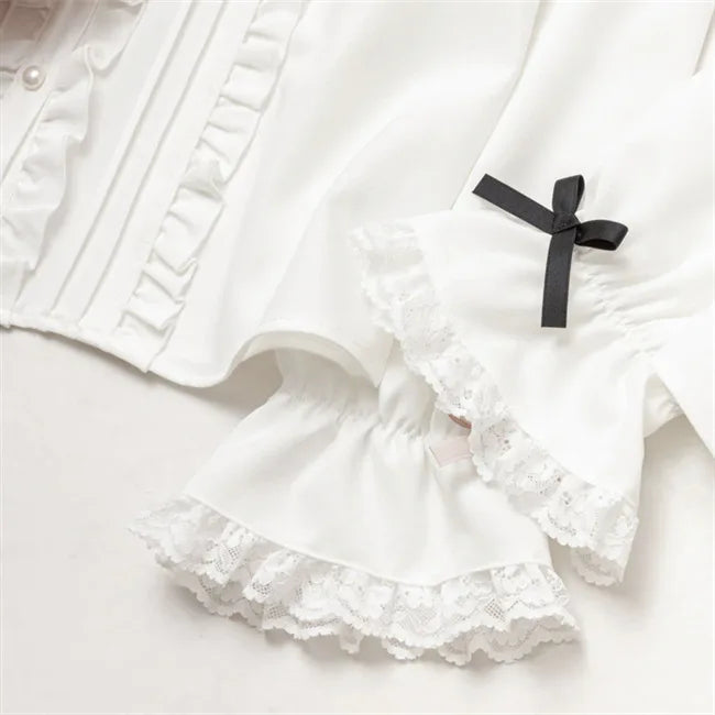 Kawaii Womens Shirts Lolita Y2K Cute Japanese Style Blouse Elegant Long Sleeve Sweet Tops Casual Office Ladies Aesthetic Shirt