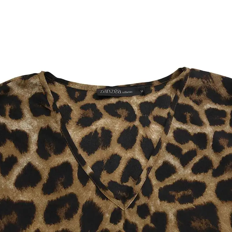 Vintage Women Long Sleeve Leopard Dresses ZANZEA Autumn Sundress Fashion Maxi Long Dress Party Vestidos Female V Neck Print Robe
