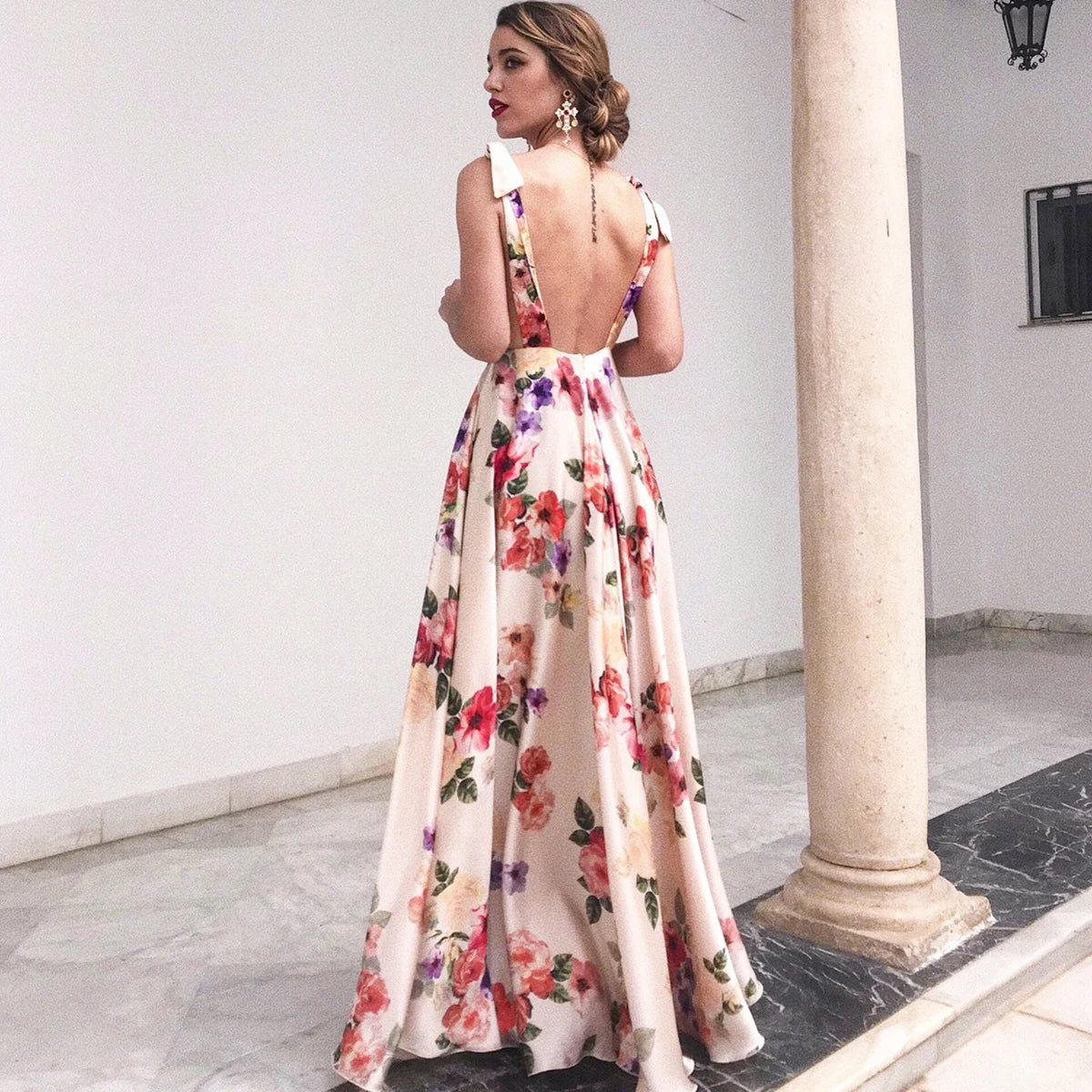 Boho style long dress Beach holiday dress halter maxi print dress Summer slip dress women's dress