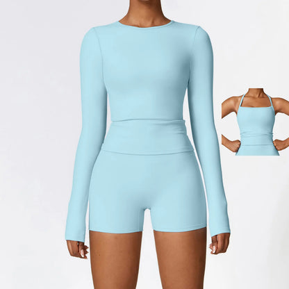 2/3PCS Yoga Set Women Workout Set Seamless Sportswear Gym Clothing Fitness Long Sleeve Crop Top High Waist Leggings Sports Suits