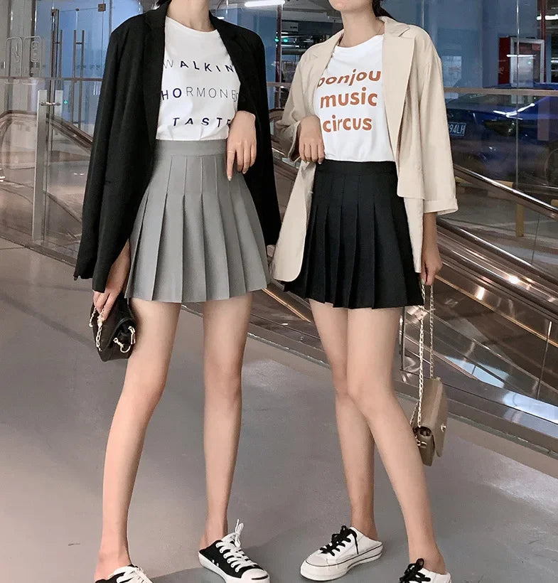 2024 Summer New High Waist Slimming Solid Color A-line Skirt Women's Fashion Sports Tennis Badminton Academy Style pleated skirt