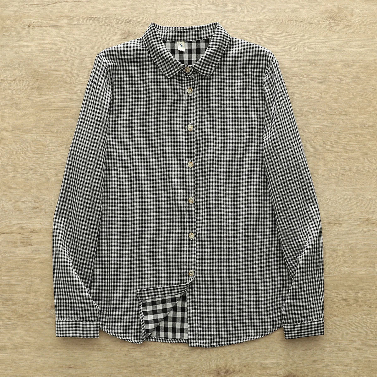 2025 Plus size women clothes mori girl spring summer fresh design pink orange blue check blouses women's plaid shirts