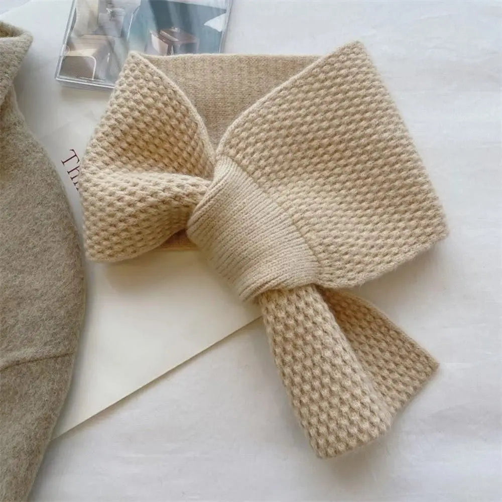 Winter Warm Solid Color Cross Scarf Knitted Neck Scarf Neckerchief Wrap Girls
