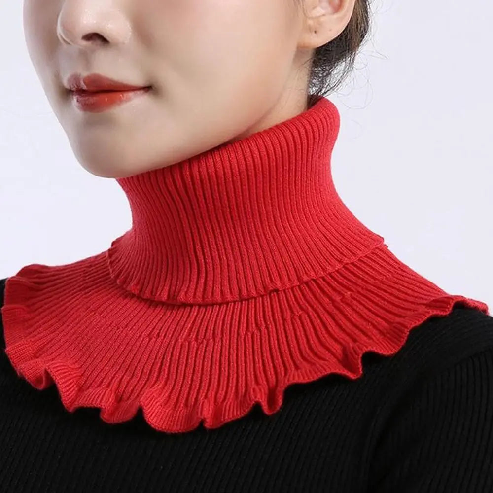Fashion Autumn Winter Knitted Fake Collar Scarf Women Warm Elastic Turtleneck Neck Warmer Detachable Winter Warm Windproof Scarf