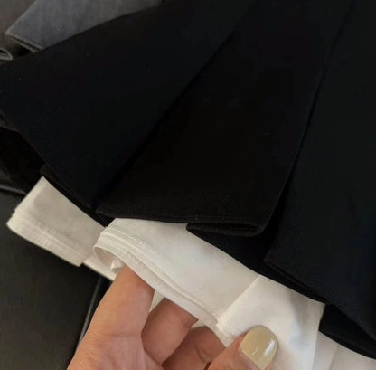 Mooyufon Ruffles Black Mini Skirt Women Korean Patchwork Pleated Skirts Japanese Kawaii High Waist All Match A Line Skirt New
