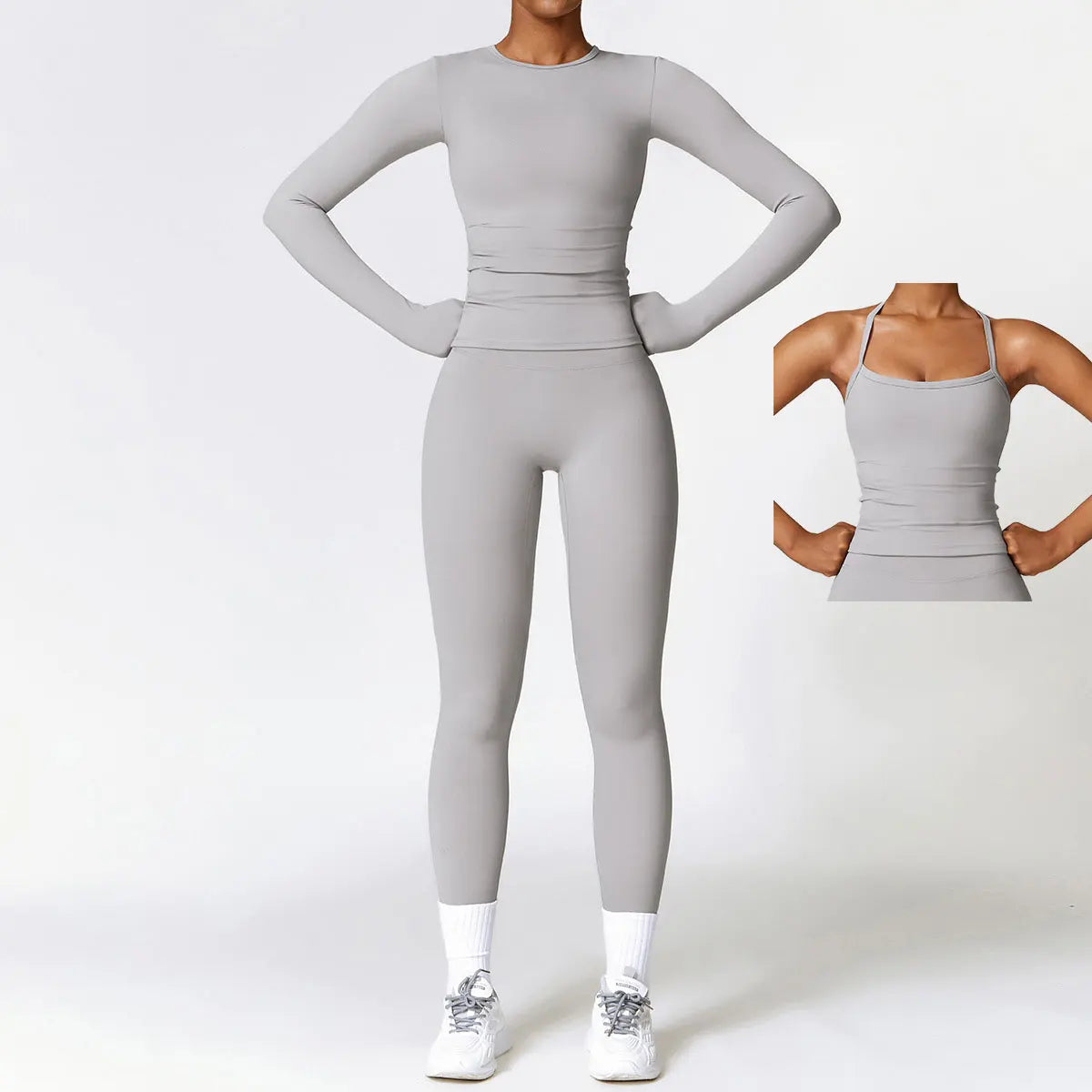 2/3PCS Yoga Set Women Workout Set Seamless Sportswear Gym Clothing Fitness Long Sleeve Crop Top High Waist Leggings Sports Suits