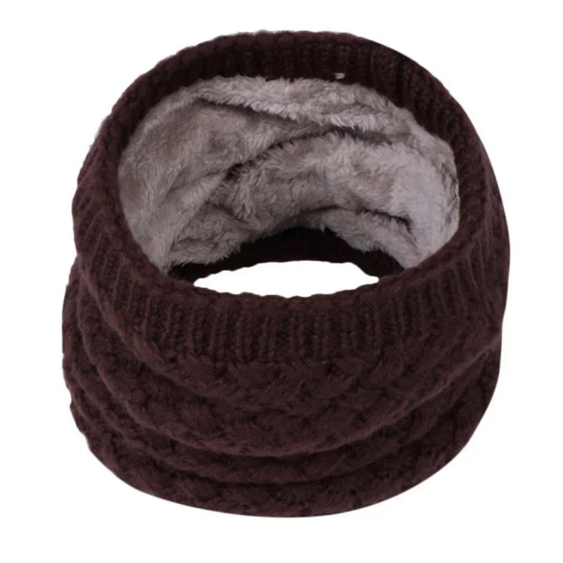 Unisex Winter Neck Scarf Knitted Thickened Wool Fluff Warm Neckerchief Protective Cervical Spine Loop Outdoor villus Ring Scarf