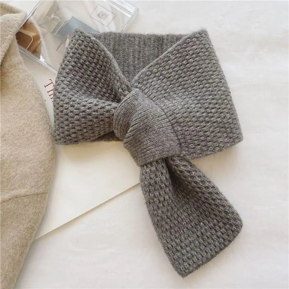 Winter Warm Solid Color Cross Scarf Knitted Neck Scarf Neckerchief Wrap Girls