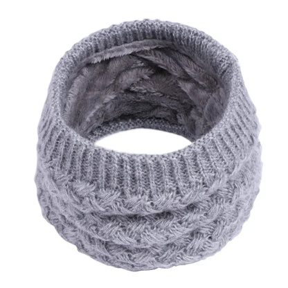 Unisex Winter Neck Scarf Knitted Thickened Wool Fluff Warm Neckerchief Protective Cervical Spine Loop Outdoor villus Ring Scarf