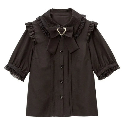 Kawaii Womens Shirts Lolita Y2K Cute Japanese Style Blouse Elegant Long Sleeve Sweet Tops Casual Office Ladies Aesthetic Shirt