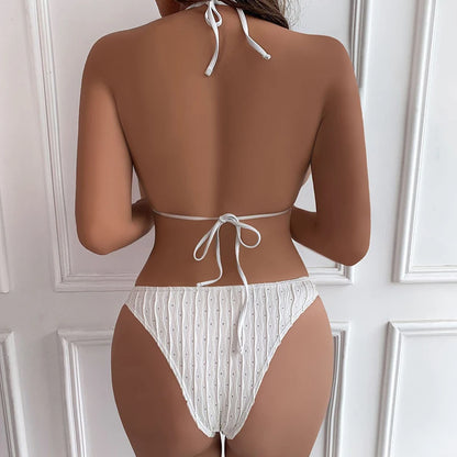 Sexy 2025 Jacquard Drawstring Two Piece Swimsuit Female Swimwear Women Bikini Set Bather Swimming Beachwear for Bathing Suit