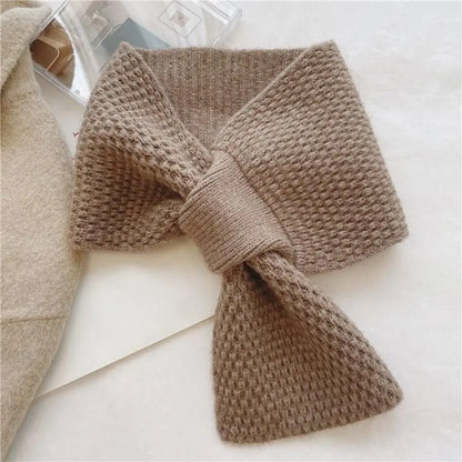 Winter Warm Solid Color Cross Scarf Knitted Neck Scarf Neckerchief Wrap Girls