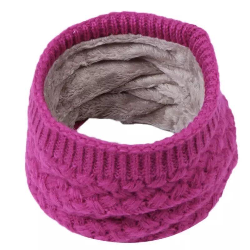 Unisex Winter Neck Scarf Knitted Thickened Wool Fluff Warm Neckerchief Protective Cervical Spine Loop Outdoor villus Ring Scarf