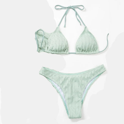 Sexy 2025 Jacquard Drawstring Two Piece Swimsuit Female Swimwear Women Bikini Set Bather Swimming Beachwear for Bathing Suit