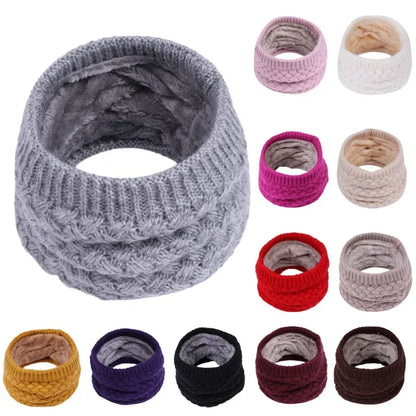 Unisex Winter Neck Scarf Knitted Thickened Wool Fluff Warm Neckerchief Protective Cervical Spine Loop Outdoor villus Ring Scarf