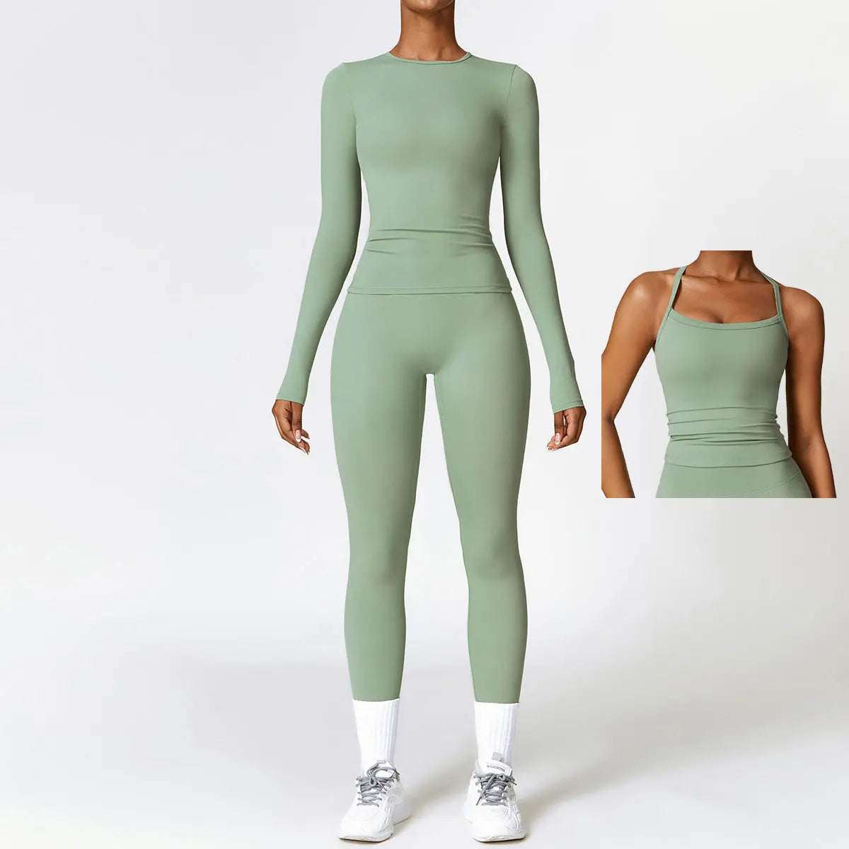 2/3PCS Yoga Set Women Workout Set Seamless Sportswear Gym Clothing Fitness Long Sleeve Crop Top High Waist Leggings Sports Suits