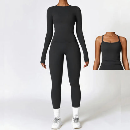 2/3PCS Yoga Set Women Workout Set Seamless Sportswear Gym Clothing Fitness Long Sleeve Crop Top High Waist Leggings Sports Suits