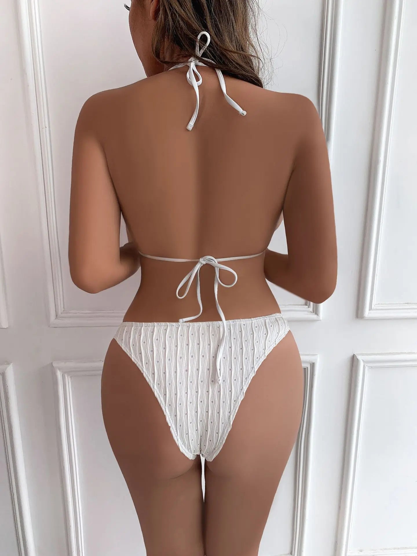 Sexy 2025 Jacquard Drawstring Two Piece Swimsuit Female Swimwear Women Bikini Set Bather Swimming Beachwear for Bathing Suit