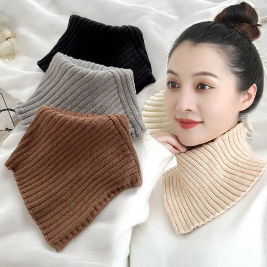 Fashion Autumn Winter Knitted Fake Collar Scarf Women Warm Elastic Turtleneck Neck Warmer Detachable Winter Warm Windproof Scarf