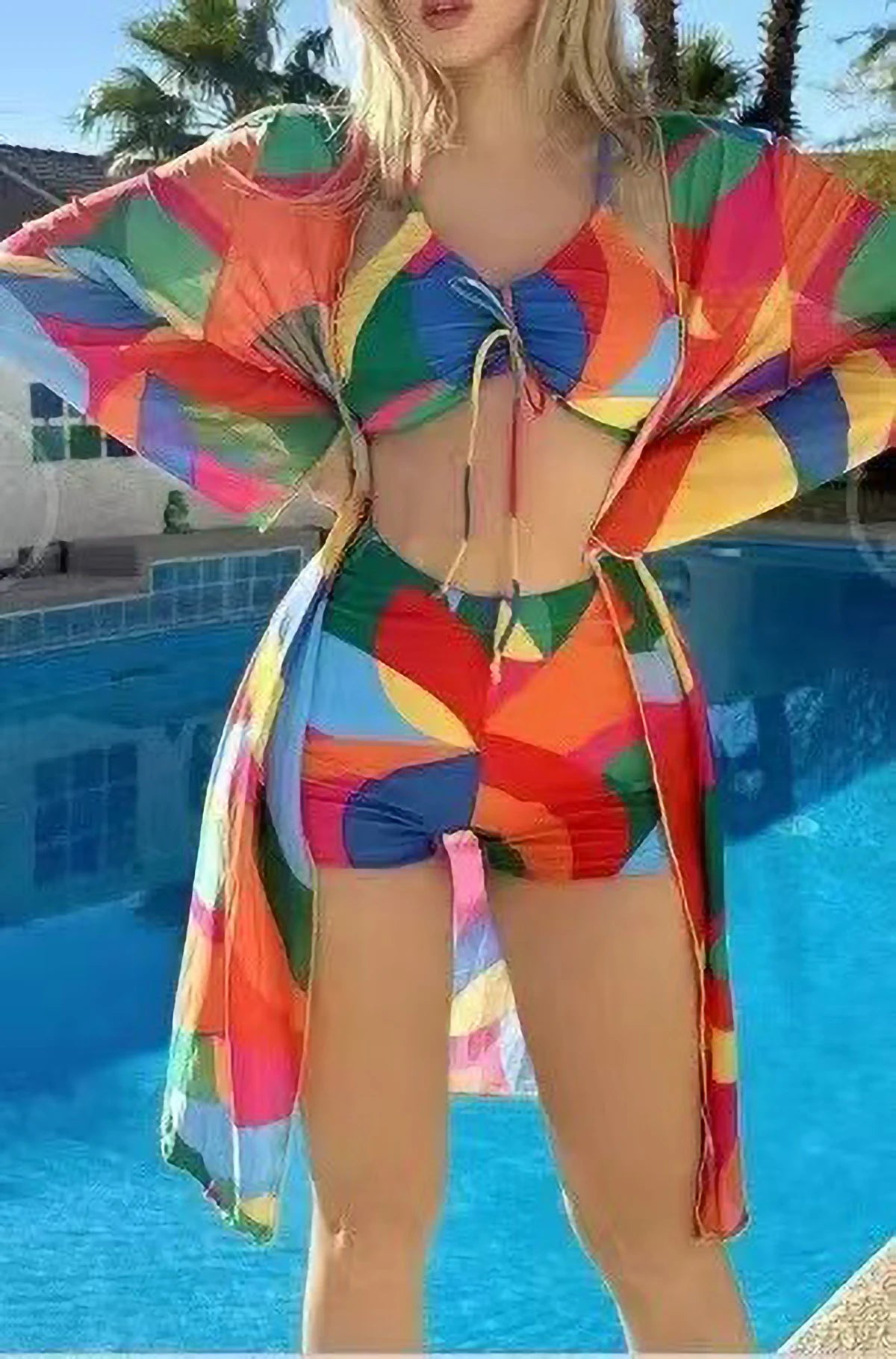 Vela Slimming Vikinis 2025 3 Piece Bikini Set Women High Waist Push Up Bra with Adjustable Straps & Sarong