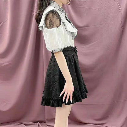 Kawaii Womens Shirts Lolita Y2K Cute Japanese Style Blouse Elegant Long Sleeve Sweet Tops Casual Office Ladies Aesthetic Shirt