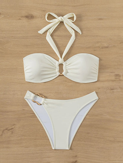 "2025 Sexy Bandeau Push-Up Bikini Set - Brazilian Thong Swimwear for Women"