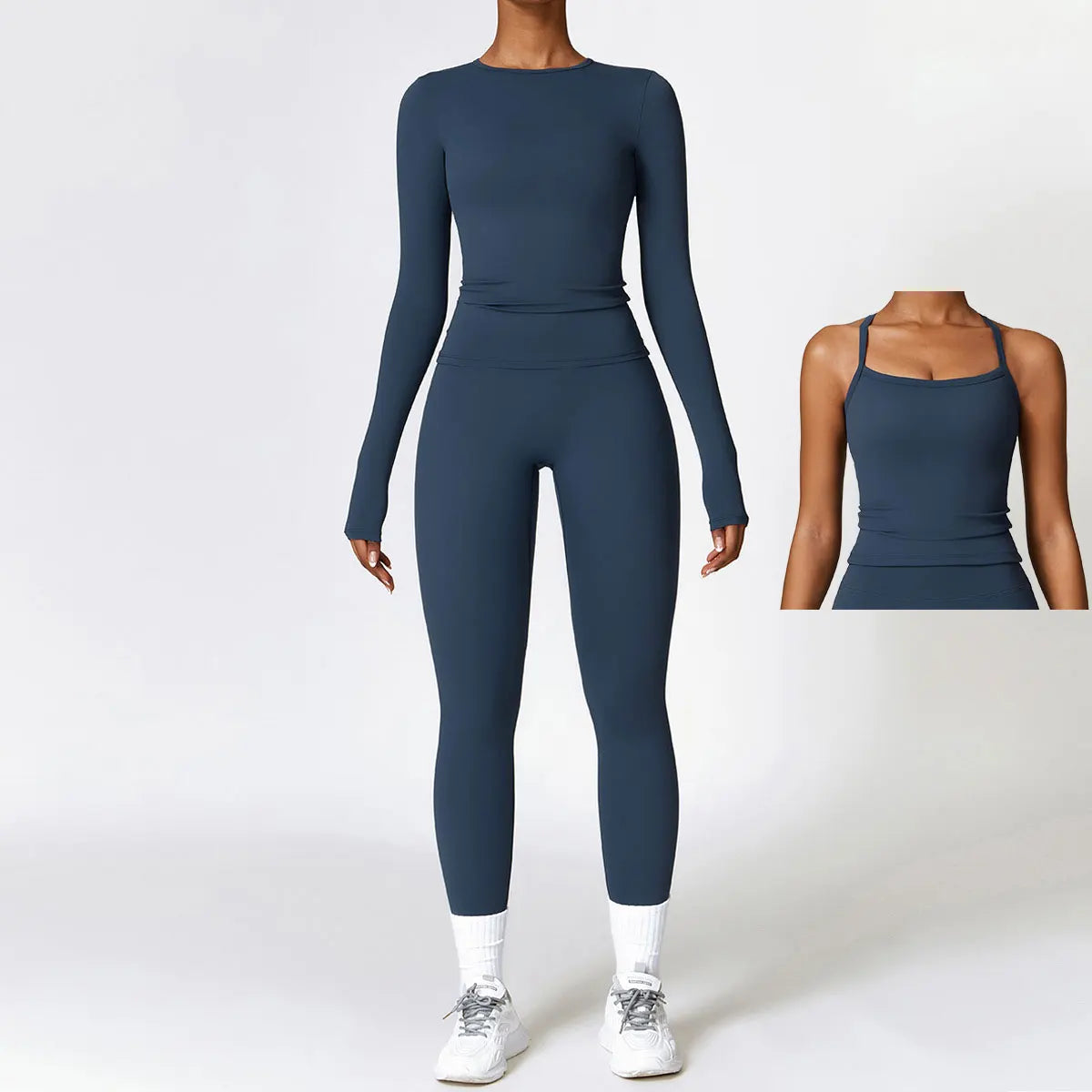 2/3PCS Yoga Set Women Workout Set Seamless Sportswear Gym Clothing Fitness Long Sleeve Crop Top High Waist Leggings Sports Suits