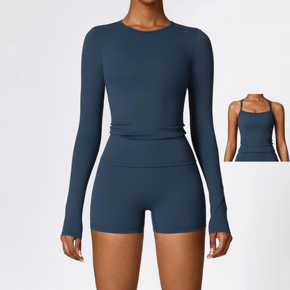 2/3PCS Yoga Set Women Workout Set Seamless Sportswear Gym Clothing Fitness Long Sleeve Crop Top High Waist Leggings Sports Suits